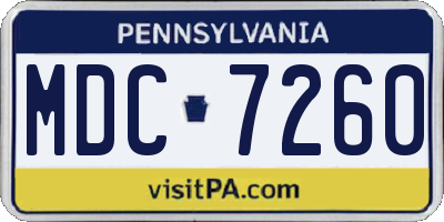 PA license plate MDC7260