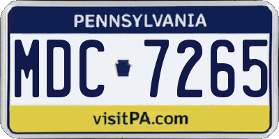 PA license plate MDC7265