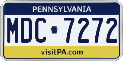 PA license plate MDC7272