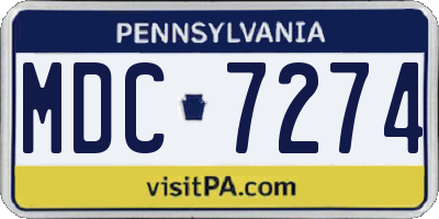 PA license plate MDC7274