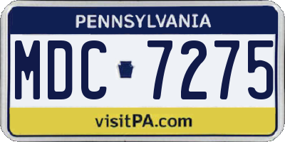 PA license plate MDC7275