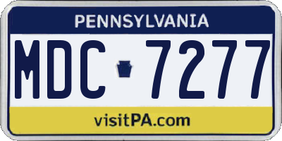 PA license plate MDC7277