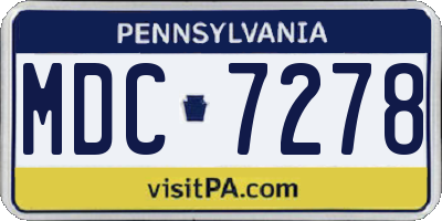 PA license plate MDC7278