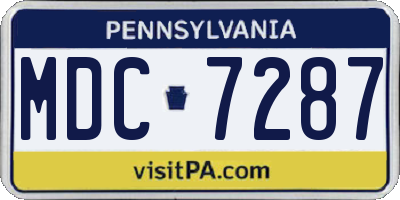 PA license plate MDC7287