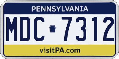 PA license plate MDC7312