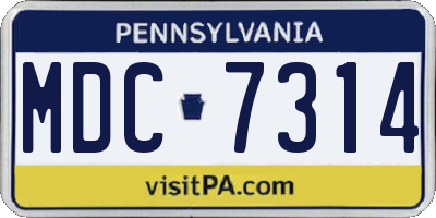 PA license plate MDC7314