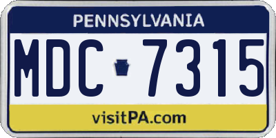 PA license plate MDC7315