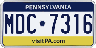 PA license plate MDC7316