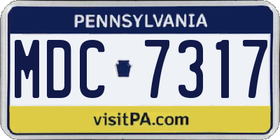 PA license plate MDC7317