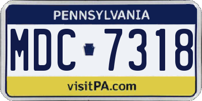 PA license plate MDC7318