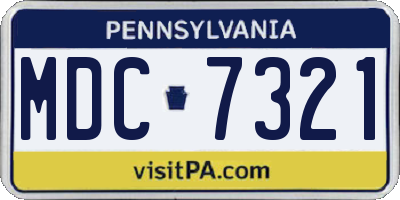 PA license plate MDC7321