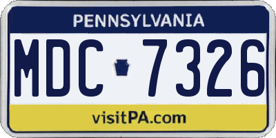 PA license plate MDC7326