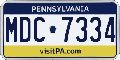 PA license plate MDC7334