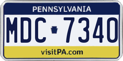 PA license plate MDC7340