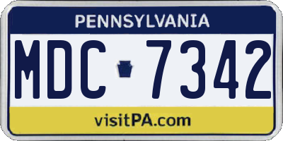 PA license plate MDC7342