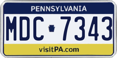 PA license plate MDC7343