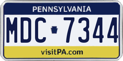 PA license plate MDC7344