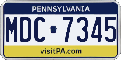 PA license plate MDC7345