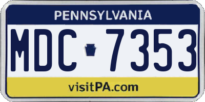 PA license plate MDC7353
