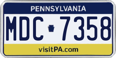 PA license plate MDC7358