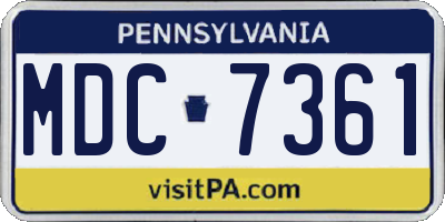PA license plate MDC7361