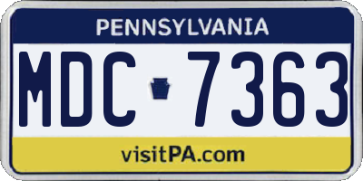 PA license plate MDC7363