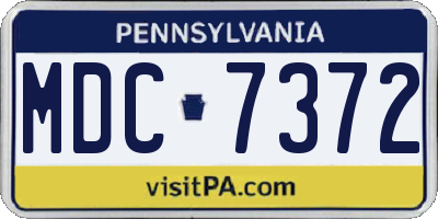 PA license plate MDC7372