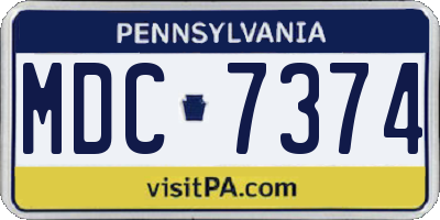 PA license plate MDC7374