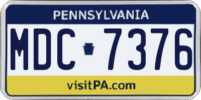 PA license plate MDC7376