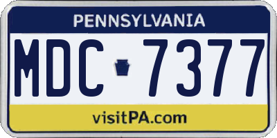 PA license plate MDC7377