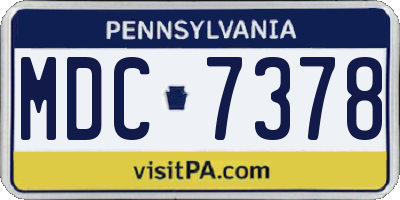 PA license plate MDC7378