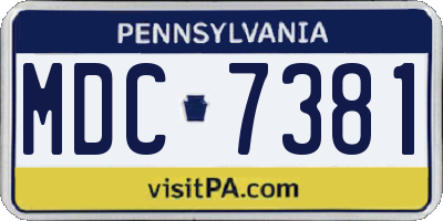 PA license plate MDC7381