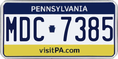 PA license plate MDC7385