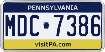 PA license plate MDC7386