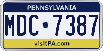 PA license plate MDC7387