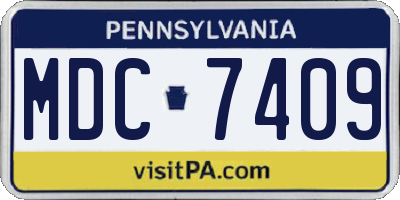 PA license plate MDC7409