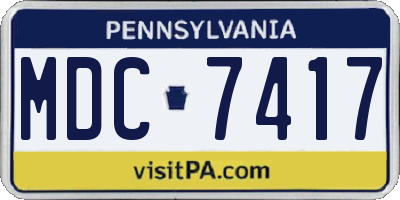 PA license plate MDC7417