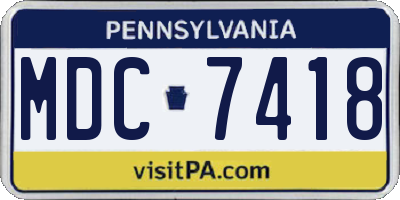 PA license plate MDC7418