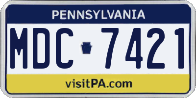PA license plate MDC7421
