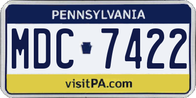 PA license plate MDC7422