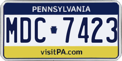 PA license plate MDC7423