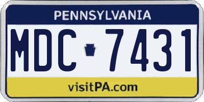 PA license plate MDC7431
