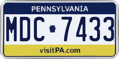 PA license plate MDC7433