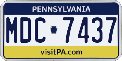 PA license plate MDC7437