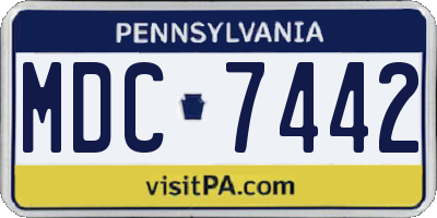 PA license plate MDC7442
