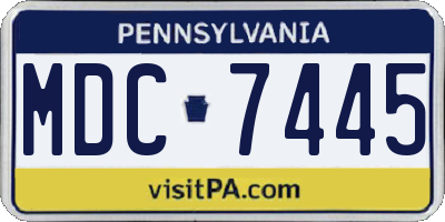 PA license plate MDC7445