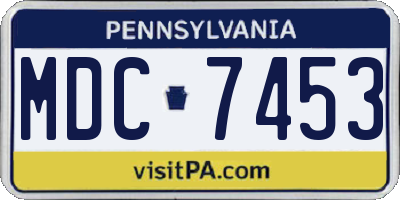 PA license plate MDC7453