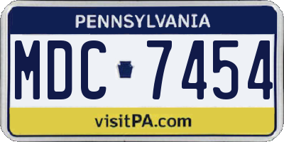 PA license plate MDC7454