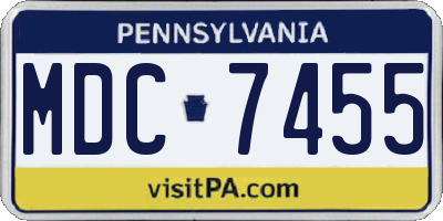 PA license plate MDC7455