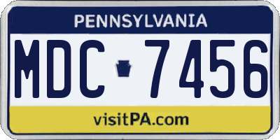 PA license plate MDC7456